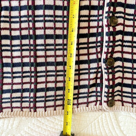 Vintage Men's 100% Cotton Plaid Grandpa Sweater Vest by INC Size L - Picture 9 of 10